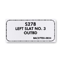 Aluminum Foil Marker, S278 Left Slat Number Aluminum Foil Marker, S278 Left Slat Number