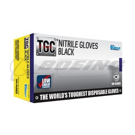 TGC Black Nitrile Gloves, Medium (M), 100 per box, NATO Certified