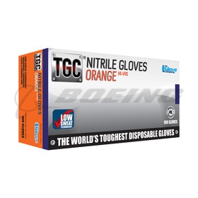 Disposable Gloves, Size L, 9 in L, Hi-Vis Orange, Nitrile