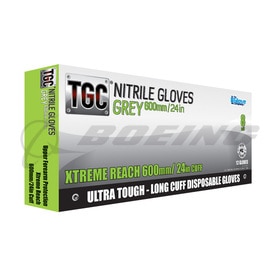 Disposable Gloves, M, 100% Nitrile, Industrial Gray, 100% Nitrile, Long