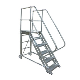 Rolling Stair, 40 In, With Handrail, Tilt and Roll 5 In Wheel