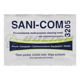 celeste® Sani-Com® EUSC3205 Headset Cleaner Wipe, 82.2 deg C, Clear, Ethanol, 2 x 3 in Container